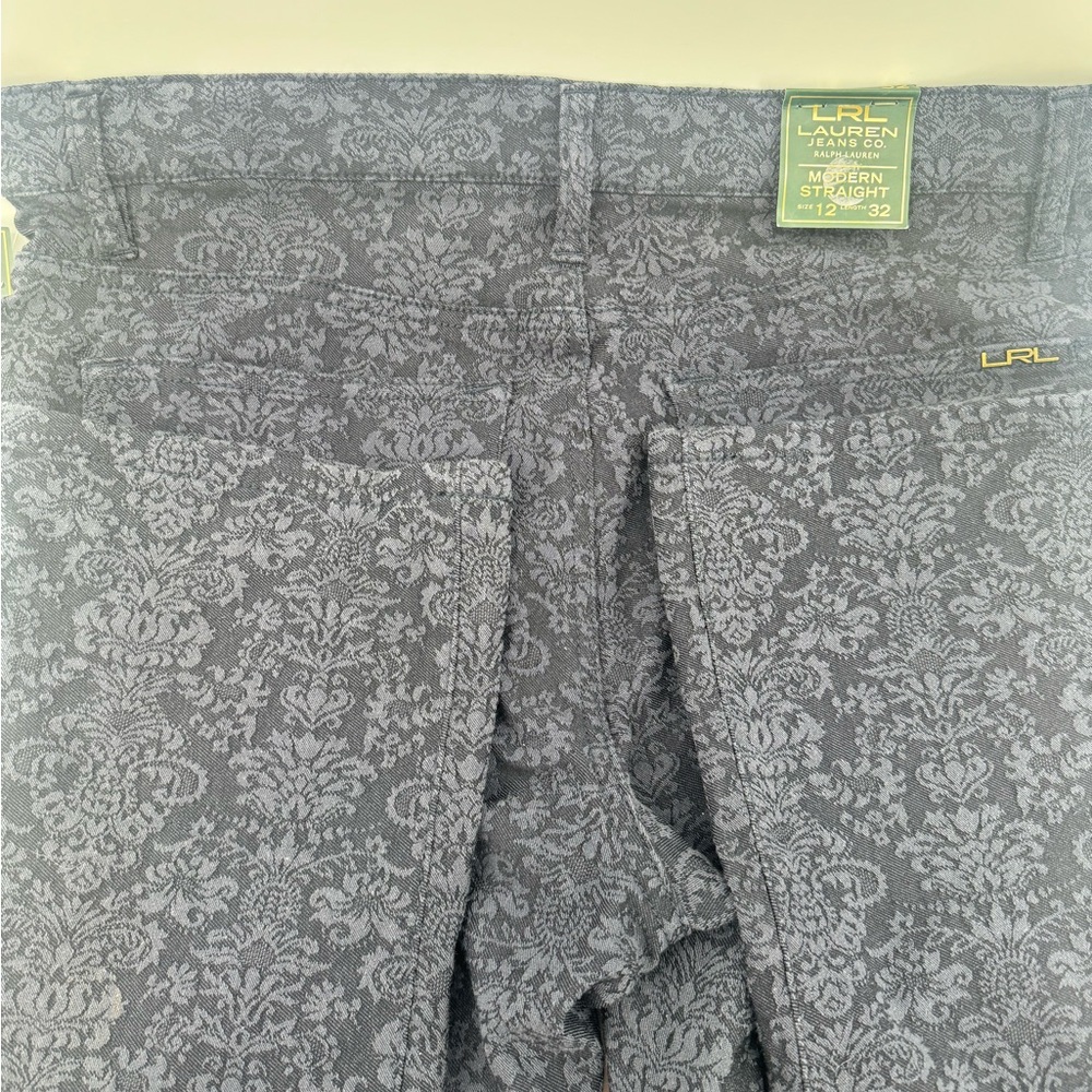 Ralph Lauren Dark Blue Floral Patterned Straight Leg Jeans size 12 NWT - Picture 3 of 9